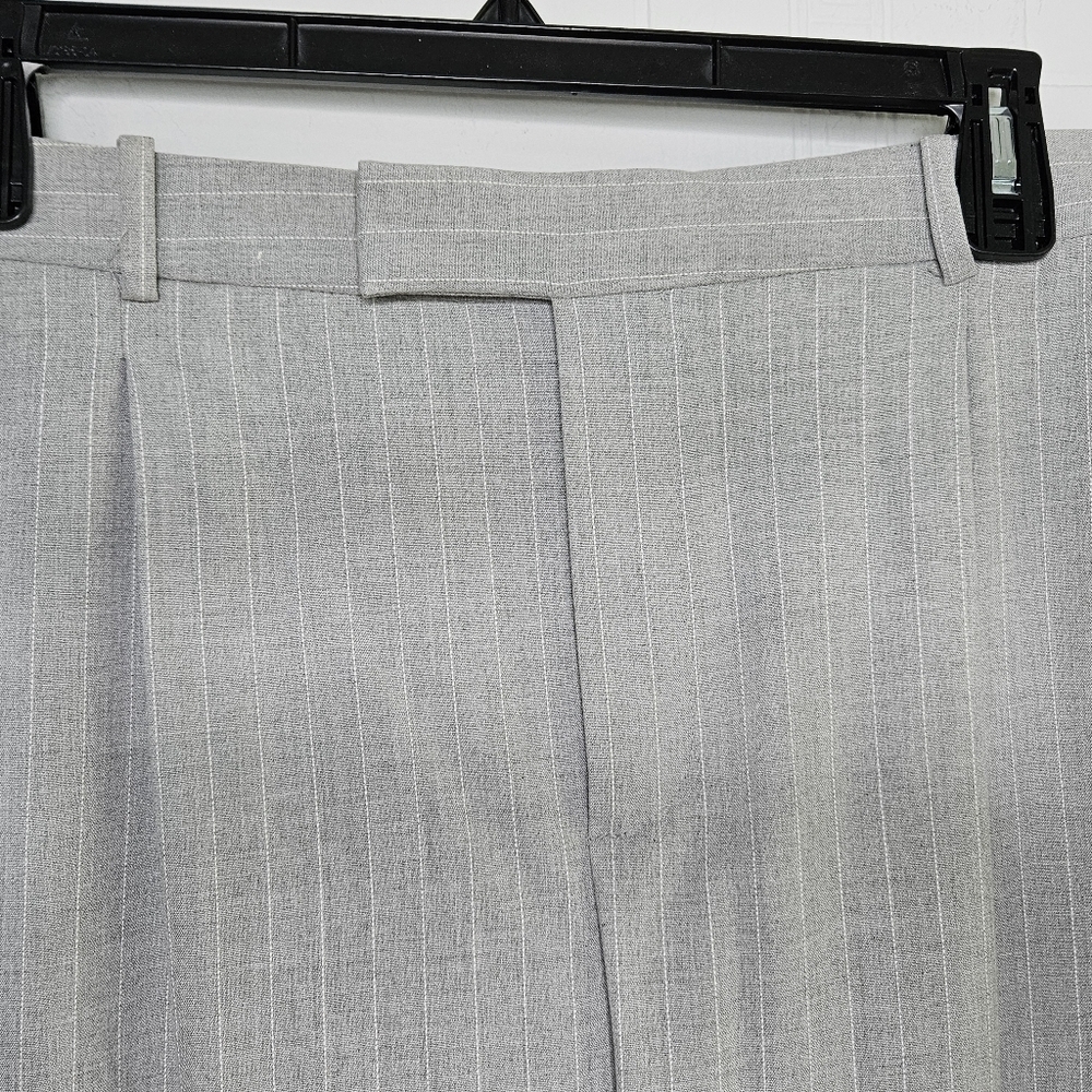 Mango Light Gray Pinstripe Wide-Leg Trousers - Picture 4 of 14